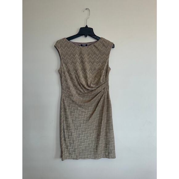 Chaps Metallic Chevron Sheath Dress Size 12 - Picture 1 of 7